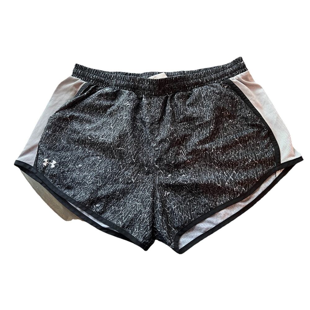 Women’s Under Armour Fly By Mileage 3.0 Running Shorts Black/Gray Pockets MEDIUM